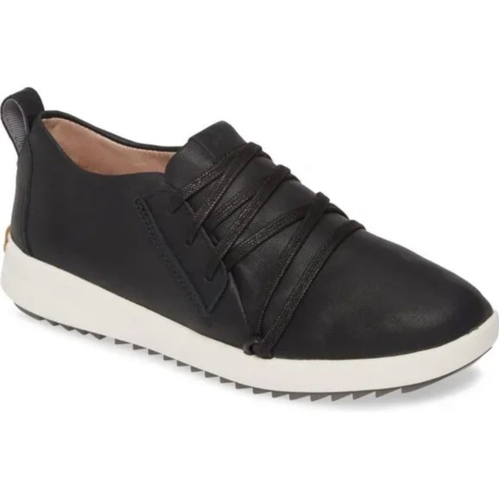 Olukai Malua Li Women’s Shoes Size 6 Black White Leather Lace-Up